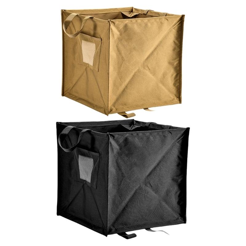 Trash Storage Basket with Rope Foldable Outdoor Multifunction Trash Storage Box for Camping Trash Organizers with Handle