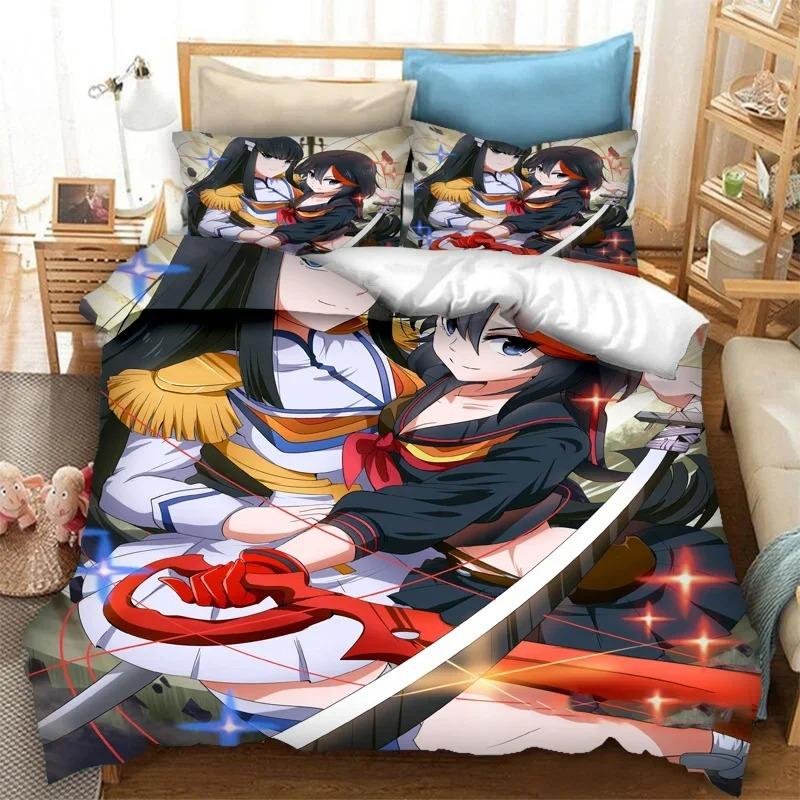 3D Printed KILL la KILL Duvet Cover Pillowcase Anime Bedding Set Double Twin Full Queen King Adult Kids Bedclothes Quilt Cover Tool