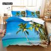 Комплект постельного белья с изображением океана, летний пляжный декор, комплект постельного белья в гавайском стиле, пальма, тропическая природа, море, полиэстер, пододеяльник