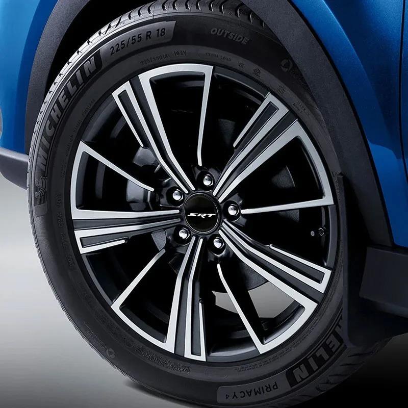 4pcs 56mm With Logo Car Wheel Center Hub Caps Emblem Sticker Decals for Dodge SRT Car Accessories Strong Adhesion Not Easy To Fall