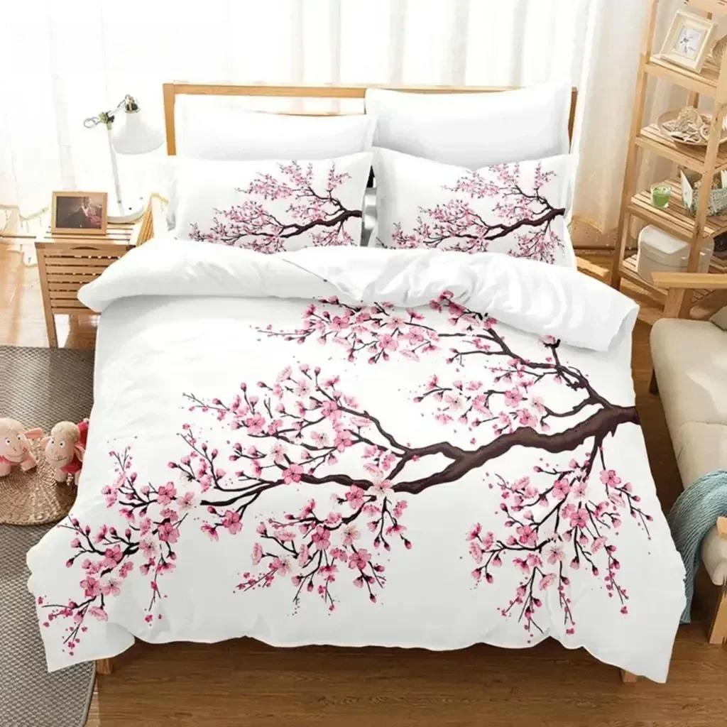 Floral Duvet Cover Sets Double Bed Scenic Quilt Cover Single Bed Queen Bedding Set With Pillowcase Polyester