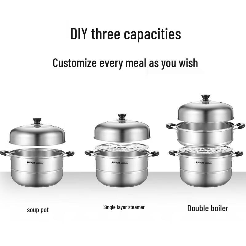 SUPOR 304 Stainless Steel Double Layer Steamer Pot