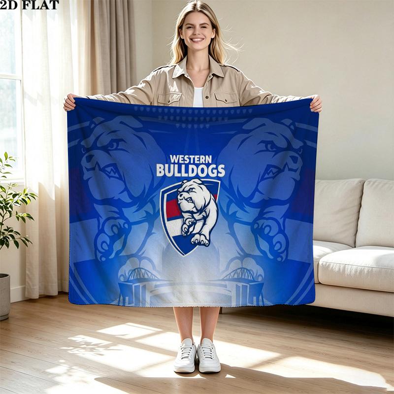 Western Bulldogs Print Flannel Blanket High Quality Warm Comfortable Cover for All Seasons Perfect for Gifts Home Decor