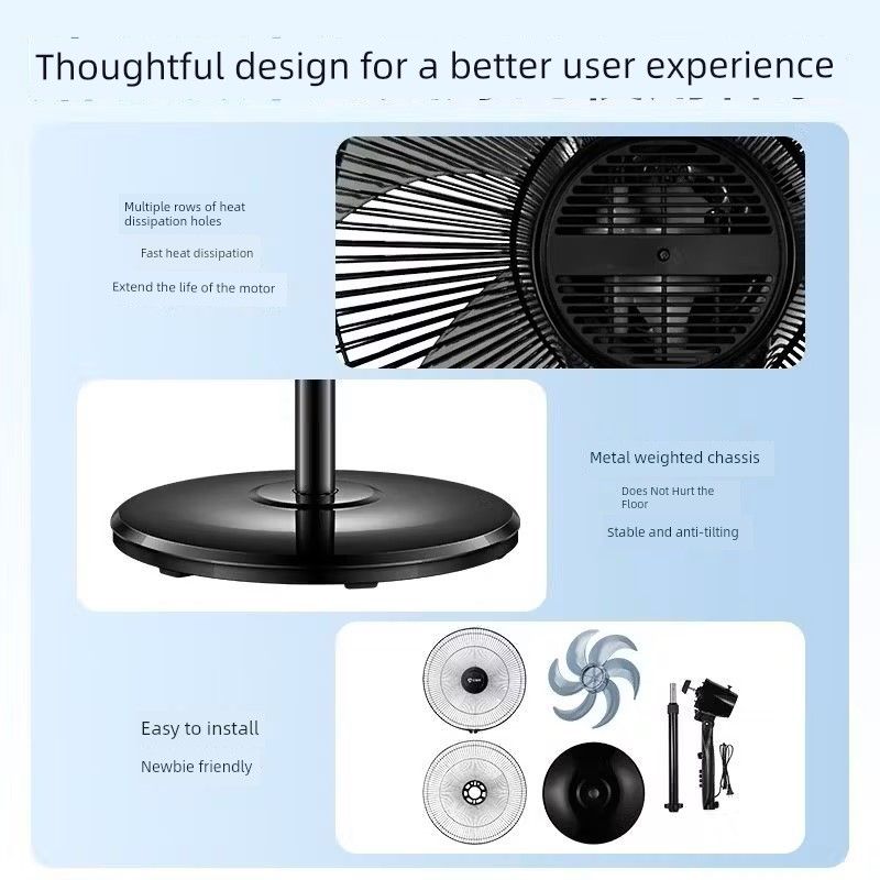 Airmate Electric Fan for Home Use, Floor-Standing Fan, Strong Wind, Oscillating, Desktop, Energy-Saving, Powerful, Low Noise X27