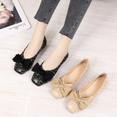 Женская летняя обувь, черные туфли для женщин 2024 года, квадратный носок с бантом, низкий каблук, элегантное платье, шикарные туфли, горячее предложение, повседневные туфли без застежек