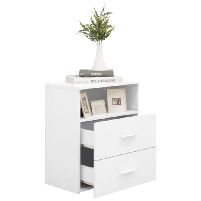Table de chevet - vidaXL - 2 pcs - Blanc - Bois d'ingénierie - 50x32x60 cm