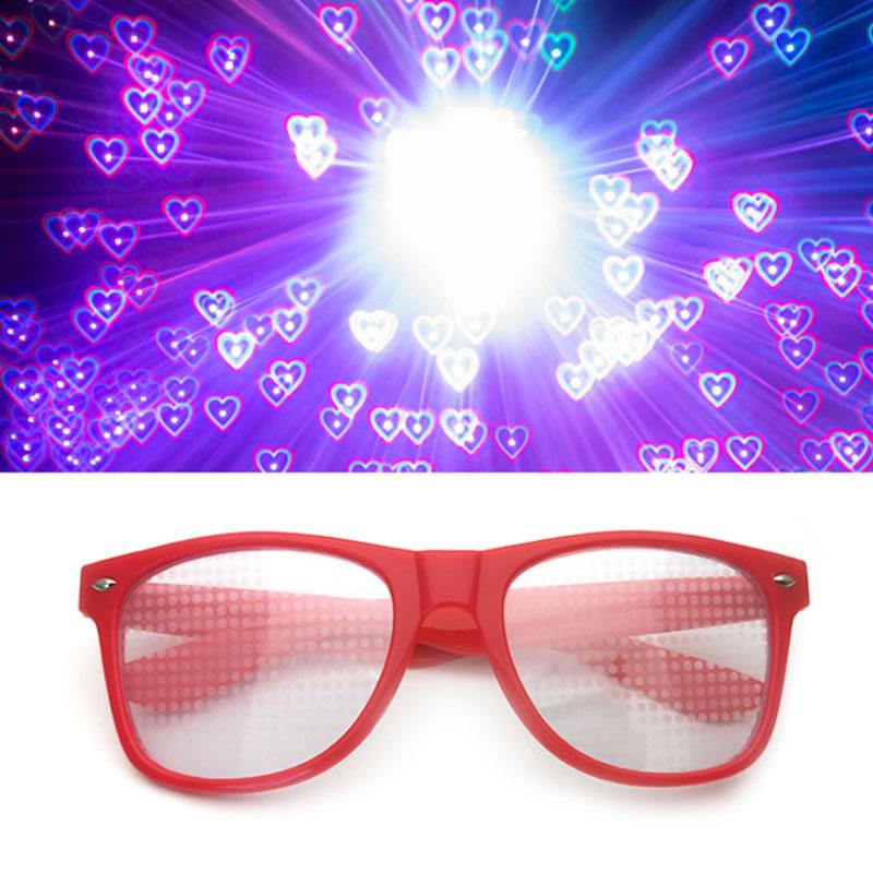 Stars Effects Glasses Watch Lights Change To Love Heart Shape Night Diffraction Eyewear Fashion Party Magic Sunglasses Women Men