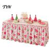 Event Stall Decoration Table Cover Floral Fruit Skirt, 6Ft x 29.5in Elastic Pleated Picnic Skirt for Outdoor Teacher Desk Classroom, Home Office