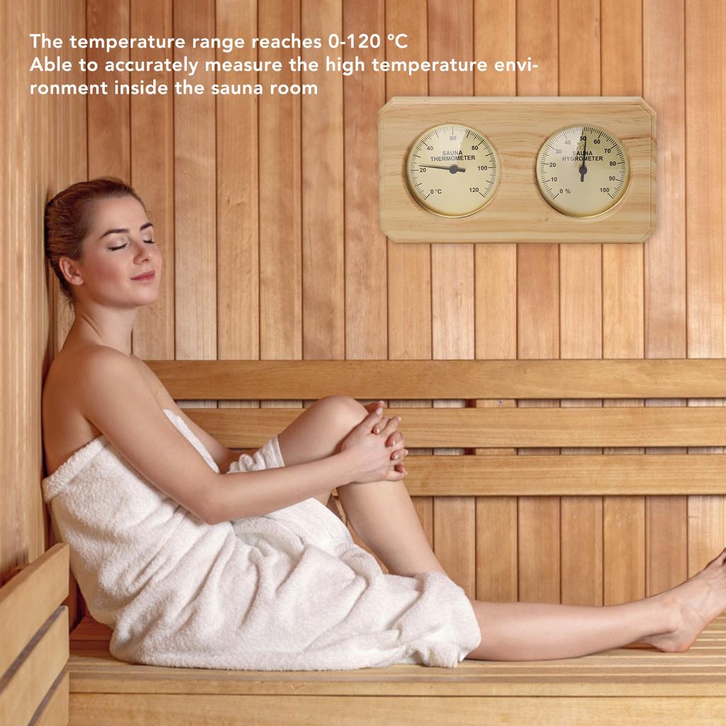 2 in 1 Wooden Sauna Thermometer Hygrometer For Hotel Sauna Room Dual Temperature and Humidity Meter Wall Mounted