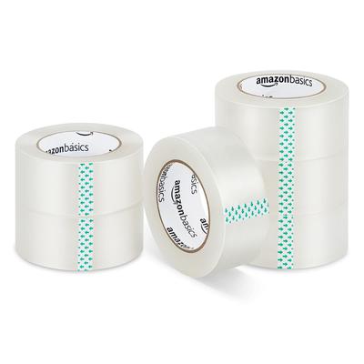 Amazon Basic Packaging OPP 48 мм Ширина x 100 м Упаковка прозрачной ленты, Длинный ролик двойной длины, 6,