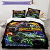 3pcs Monster Jam pattern bedding set duvet cover set includes duvet cover &pillowcases, perfect all season bedroom decoration & gift