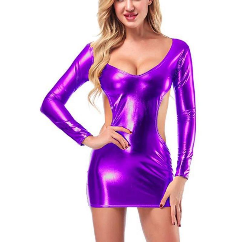 Сексуальная модная универсальная одежда для выступлений юбка на бедрах бронзовый однотонный женское платье