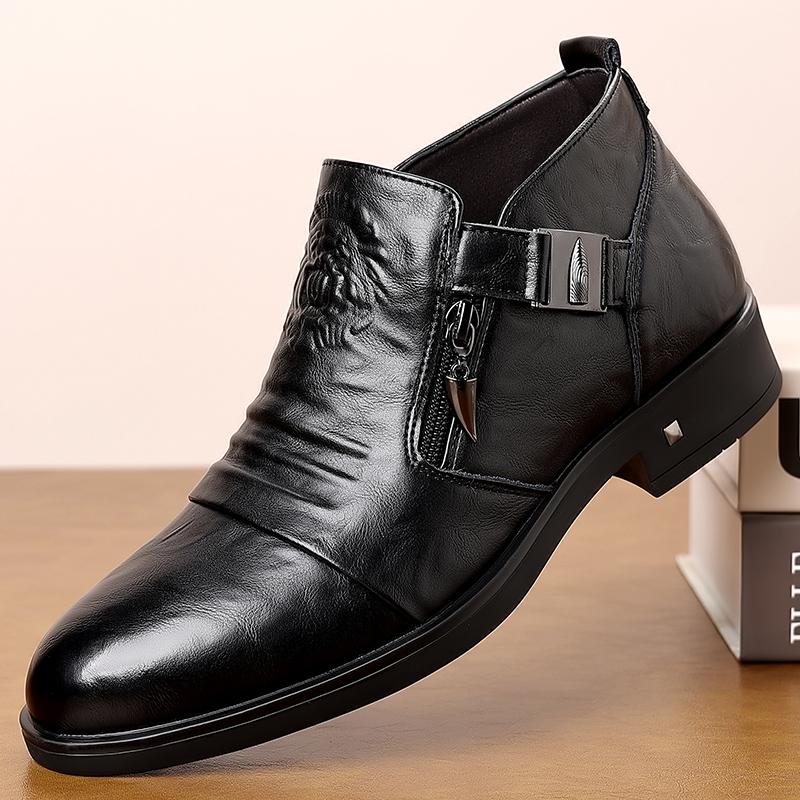 Модная мужская ретро обувь на молнии с головой льва, офисные бизнес лоферы, легкие повседневные ботильоны для мужчин, слипоны, роскошные Mo-32241