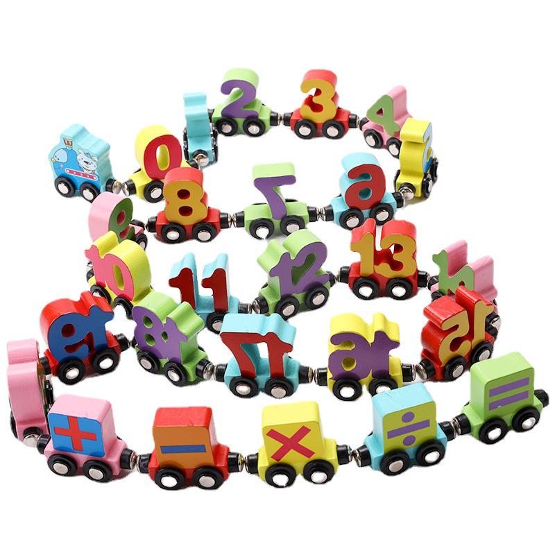 Magnetic Wooden Train with Letters & Numbers - Educational Toy for Ages 1-3