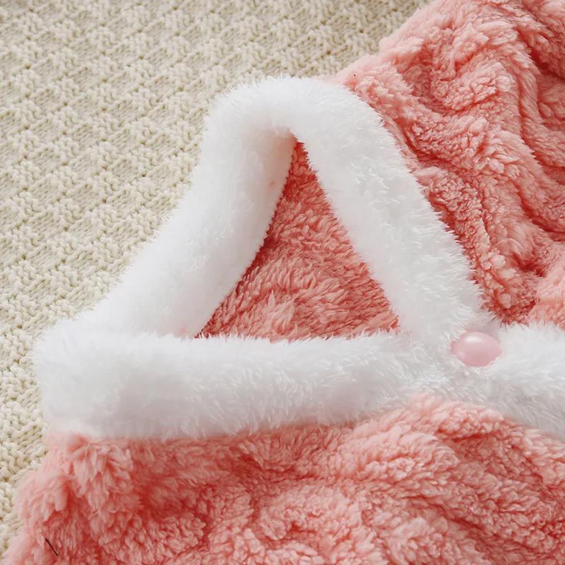 Пижамный комплект из кораллового флиса для девочек: Стильный, толстый и очень милый зимний костюм для детей от 1 до 10 лет