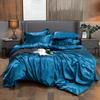 Summer Smooth Satin Duvet Cover Include Duvet Cover Flat Sheet and Pillowcases Smooth Bedding Set Silky Luxury Bedcloth Sets