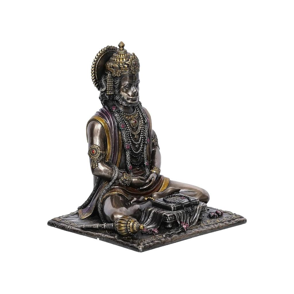 Handcrafted Polyresin Bronze Finish Meditating Lord Hanuman Statue God Idol Perfect Hanuman Jayanti Gift for Home Decor and Spiritual Spaces
