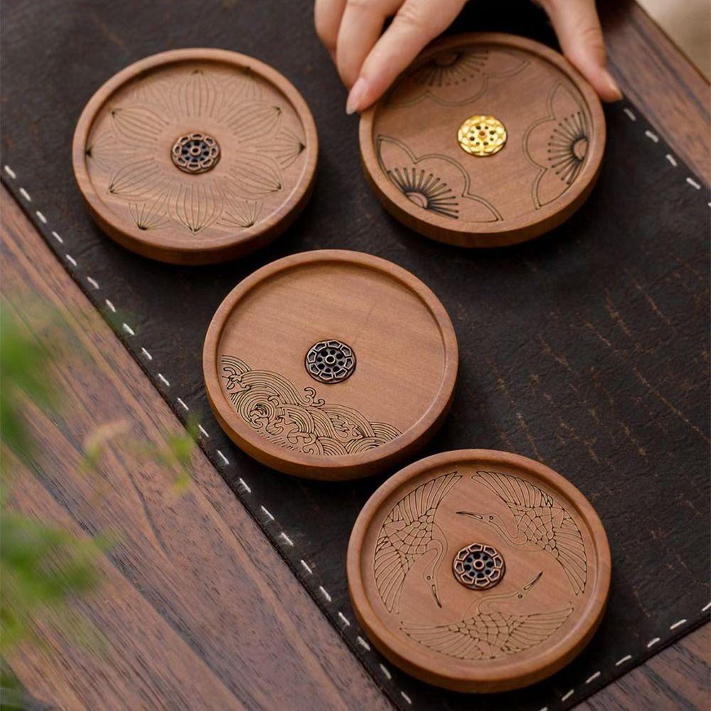 Solid Wood Line Incense Burner Handmade Incense Stove Thread Incense Insert Base Indoor Use