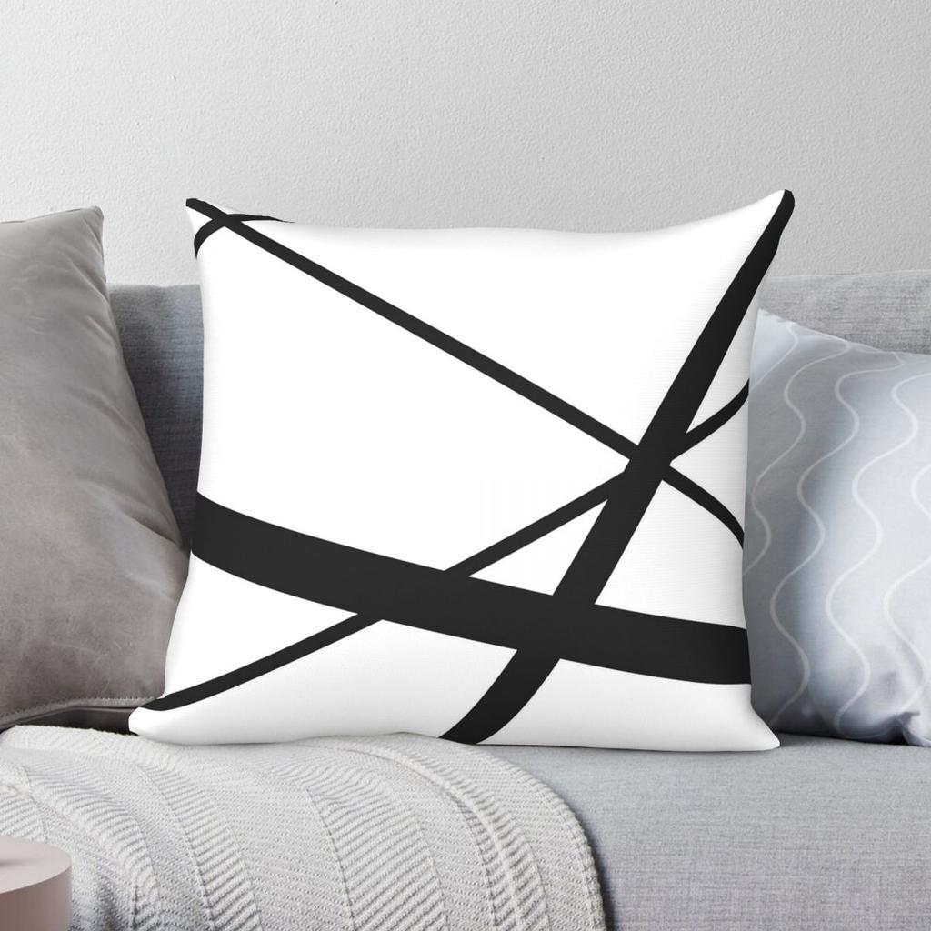 Black White Geometric Lines Square Pillowcase Polyester Linen Velvet Printed Decorative Throw Pillow Seater Cushion Cover 18"