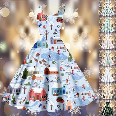 Рождественская женская повседневная модная юбка с цветочным принтом в стиле панк-ретро с открытыми плечами