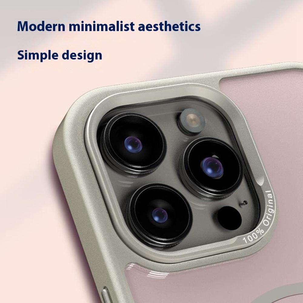 For iPhone 16 Pro Max Case Compatible with MagSafe Metal Lens Frame TPU+Acrylic Phone Back Cover