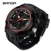 SANDA Новые мужские часы Модные тенденции Молодежные электронные часы Многофункциональные часы со стальным кольцом