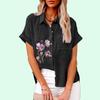 Большие размеры Женская мода Цветочный принт Блузка Свободная застегивающаяся на пуговицы рубашка с коротким рукавом Женская повседневная льняная футболка Женская