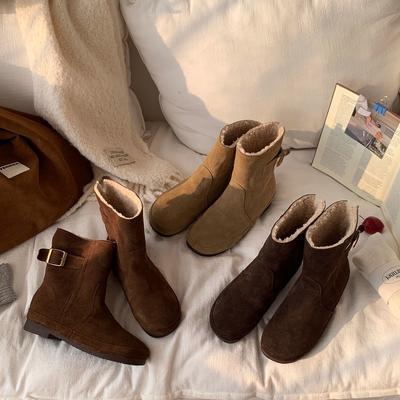 Женские большие размеры два способа носки мягкая подошва увеличивающие рост теплый мех одна зима нескользящие снежные ботинки плюшевая подкладка уличные спортивные ботинки Мартин