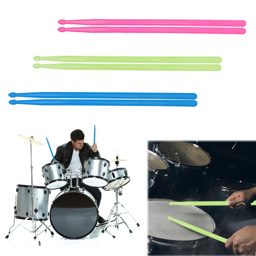5A Luminous Drum Stick Glow In The Dark Nylon Drum Stick Wear Resist Light Up Drum Sticks for Stage Performance Tool