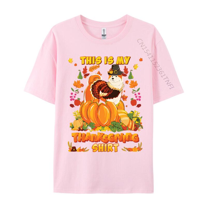 Mens Tshirts This Is My Thanksgiving Akita Dog Bless T Shirt Cool Tees For Men Loose Tops Tees Cotton