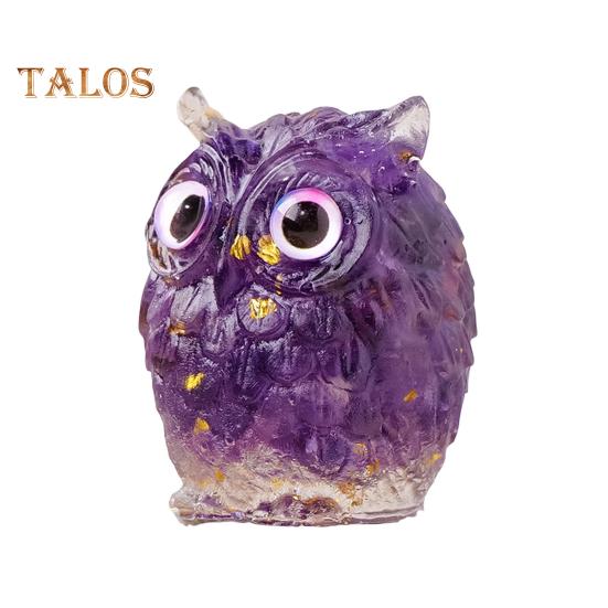 Украшение в виде совы из натурального хрусталя, ручная работа, фигурка совы из смолы с кристальным гравием внутри, коллекционное красочное украшение в виде совы для домашнего декора, исцеления Рейки