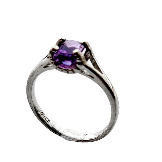 Natural Amethyst Gemstone 925 Sterling Silver Designer Ring Size 4.5 US