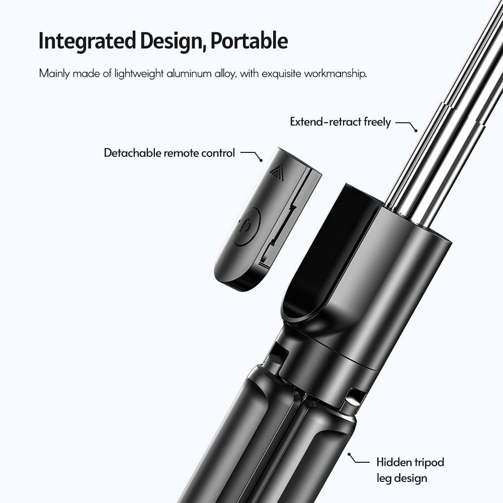Мини 5-секционный выдвижной селфи-стик, интегрированный с настольным штативом, с BT пультом дистанционного управления, совместимый с Huawei
