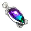 Bi-Color Tourmaline Gemstone Handmade 925 Sterling Silver Pendant 2.64" Y6Q42