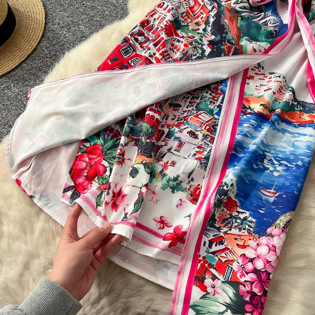 Летние женские дизайнерские винтажные принты на подиуме платья с коротким рукавом и шнуровкой, облегающие платья-карандаши для вечеринок