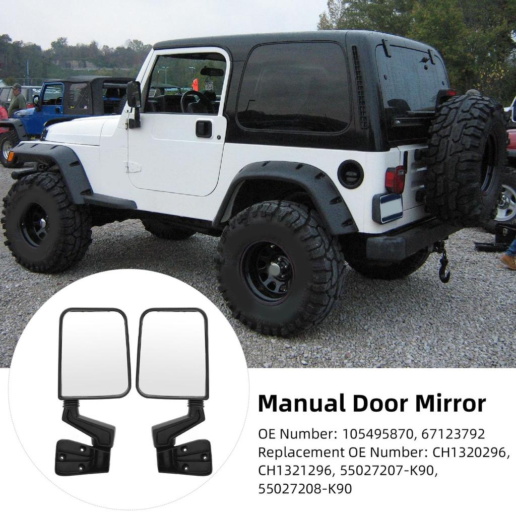 and side mirrors for OE 105495870 manual folding rearview mirrors for TJ manual mirrors Driver's passenger's Wrangler, 67123792, non-heated 1997-2002