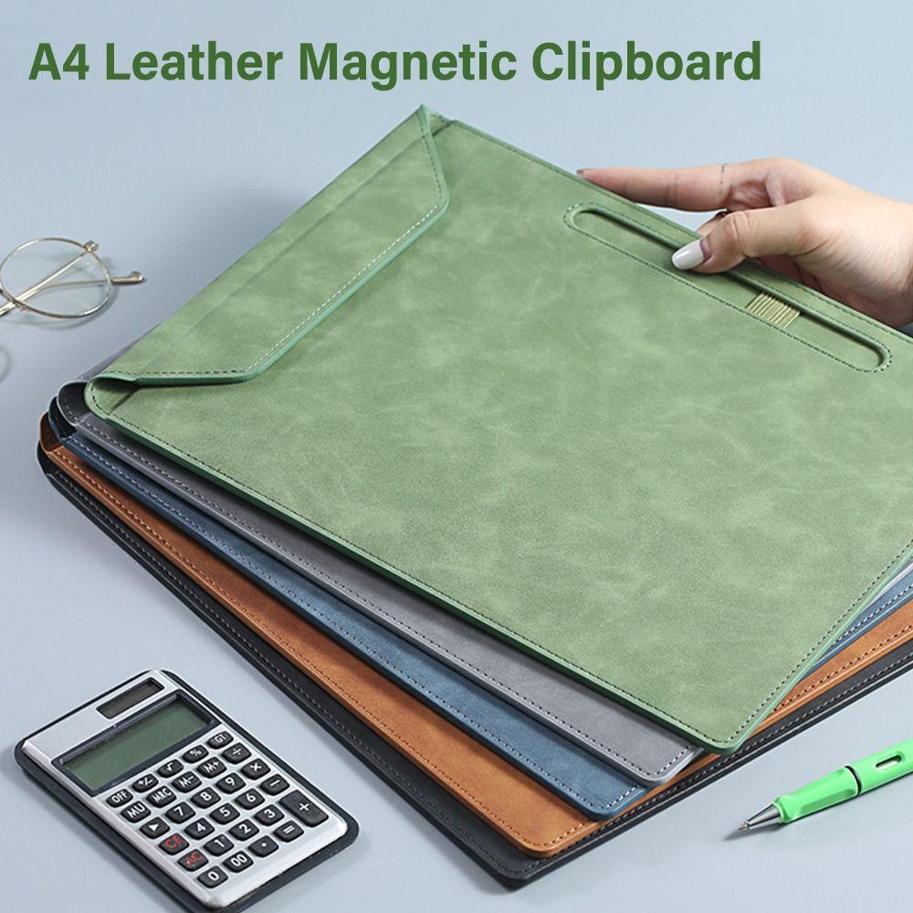 Magnetic Writing Clipboard Leather Document Filing Organizer A4 File Folder  Meeting Minutes