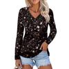 Женская повседневная мода сексуальный комфорт рождественский принт V-образный вырез пуговицы длинный рукав