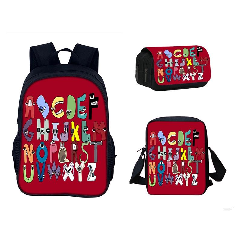 Alphabet Lore Backpack Cool And Breathable Student Bag For School In Red/black