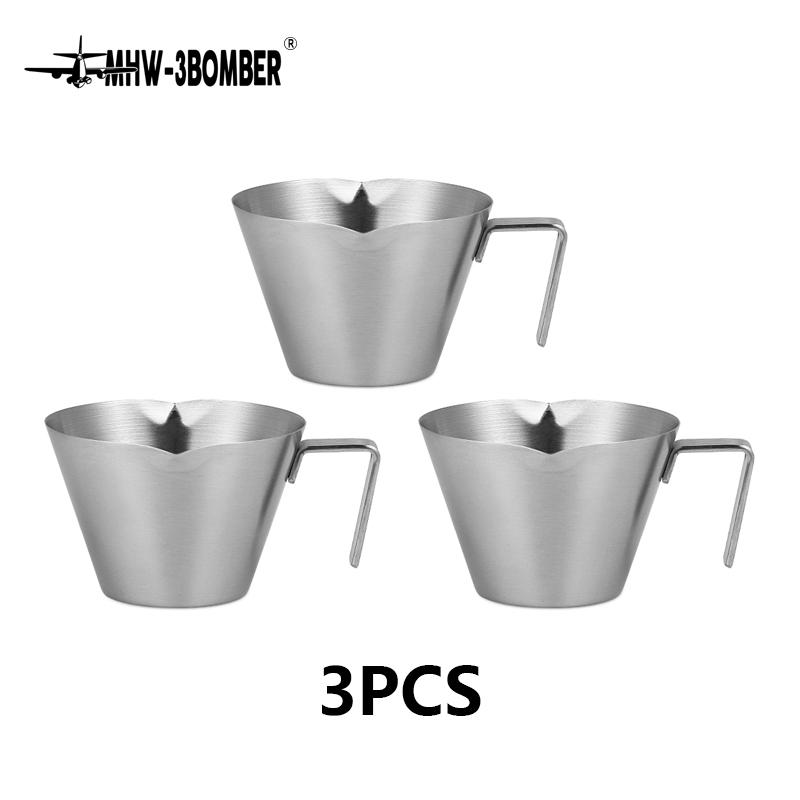 MHW-3BOMBER Нержавеющая сталь Эспрессо Мерная чашка с ручкой 2/3 Упаковка SEspresso Чашки 100 мл Домашние аксессуары для бариста Кофе