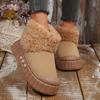 Fashion Warm Short Plush Thick Bottom Woman's Snow Boots 2025 Winter Furry Ankle Boots with Platform Metal Decoration Fluffy Fur Shoes