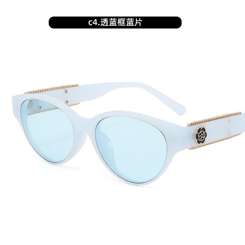 Премиальные овальные солнцезащитные очки женские винтажные солнцезащитные очки «кошачий глаз» с камелиями малый аромат солнцезащитные очки