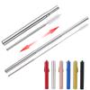 Reusable Stainless Steel Metal Telescopic Straw Collapsible Portable Travel Drinking Folding Straw Set with Cleaning Brush Case