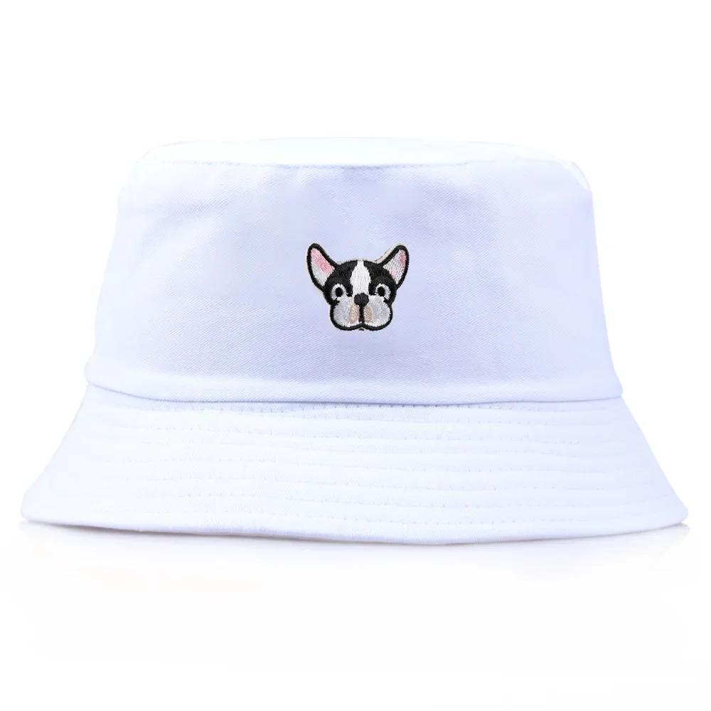 Cute Puppy Embroidered Fisherman Bucket Hats Spring Summer Personality Basin Dog Hat Outdoor Travel Fashion Sunshade Beach Hats