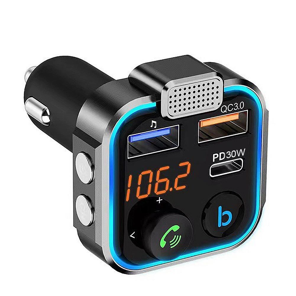 5-1PCS Bluetooth-Compatible 5.0 FM Transmitter 3 Ports Charging MP3 Player Receiver Type-C PD 30W QC3.0 Fast Charger for Car
