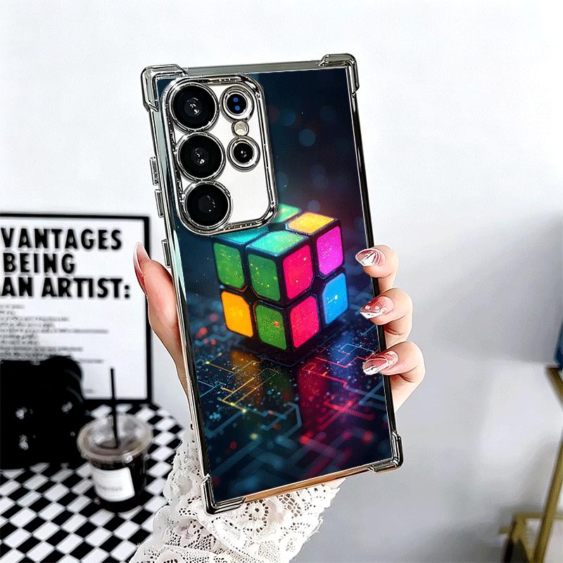 Rubik Cube Formula Spoofs Math Plating Phone Case For Samsung Galaxy S24 S25 FE S26 Edge S23 Ultra S22 S21 Plus S20 Anti-Fall Ai