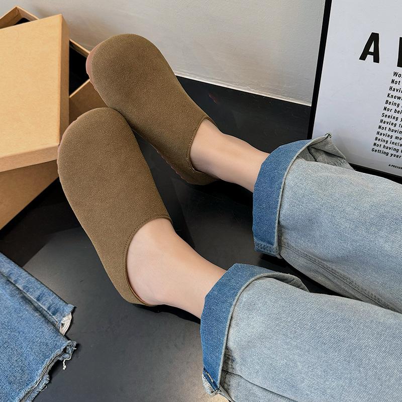 Ретро сумка-мешок с плоским дном, голова, шлепанцы Boken, женские, 2025, осень, новые, универсальные, на плоской подошве, ленивые сандалии, один педаль и полушлепанцы