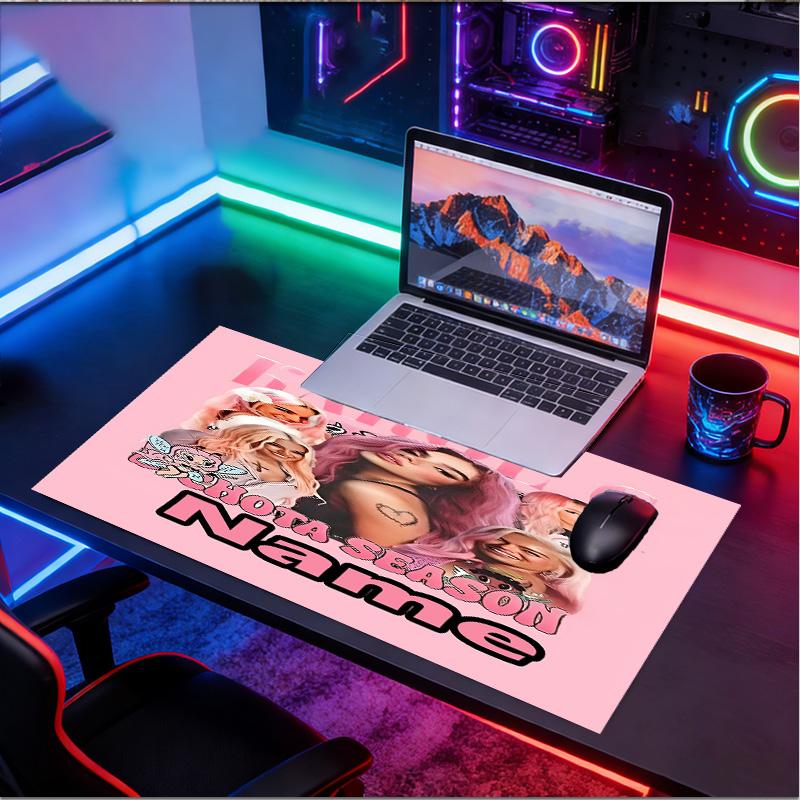 Custom Name Personalized Karol G Pattern Mousepad, Laptop PC Desk Mat, Decorative Desk Mat for Home Keyboard Pad Gift