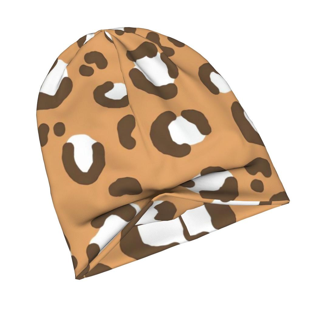 ZLIENSZUS Adult Brown Leopard Print Beanie Hat - Urban Style Suitable for Layered Outfits, Coffee Walks & Creative Spaces, Fashionable for &, Brown Pr