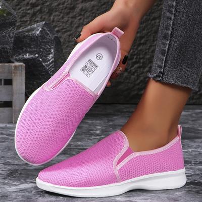 Модные ярко-розовые легкие кроссовки Slip On женские сетчатые дышащие повседневные прогулочные туфли женские большие размеры удобные мягкие лоферы женские